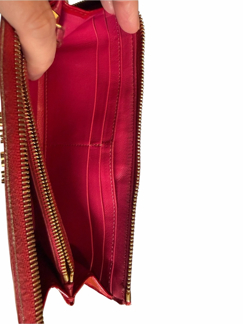 Miu Miu Vernis Red Patent Leather Zip-Around Wallet - Picture 6 of 9